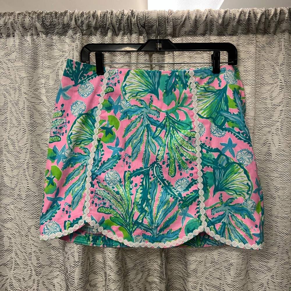 Lilly Pulitzer Tropical Pink and Green Mini Skirt